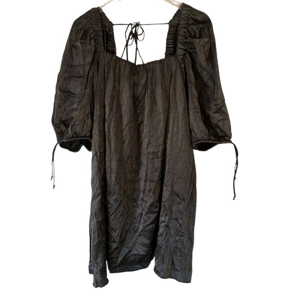 Free People Mini Party Dress Medium Shiny Charcoal - Picture 4 of 7